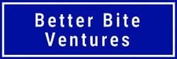 Logo of better bite ventures on a blue background.
